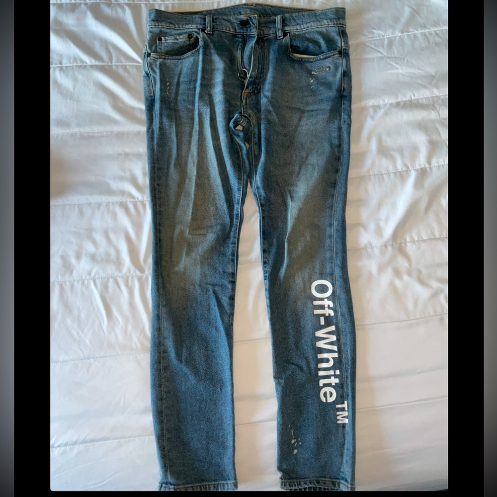 Off-White Blue Men's Jeans